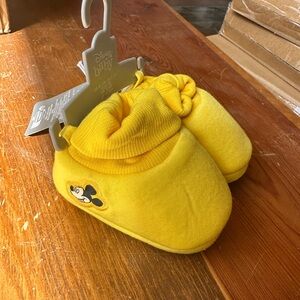Disney Mickey Mouse Yellow Baby Booties 6-12 Months Embroidered NWT New